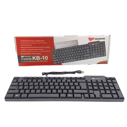 Keyboard Komputer PC Sanurpro Comfy KB-10 USB Palm Rest